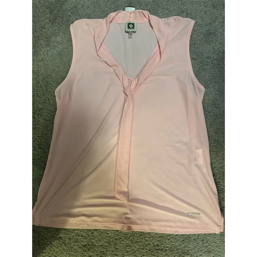 Anne Klein Women's Sleeveless V-Neck Blouse Pink Size M - Picture 1 of 10